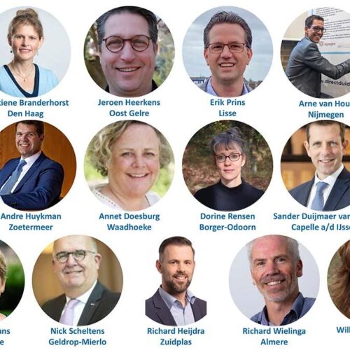 Portretten van deelnemende gemeentesecretarissen aan digitaal leiderschap