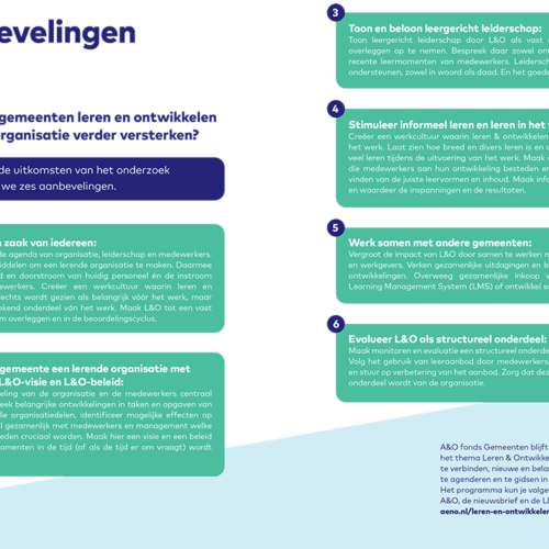 Aanbevelingen uit onderzoeksrapport Leren en Ontwikkelen